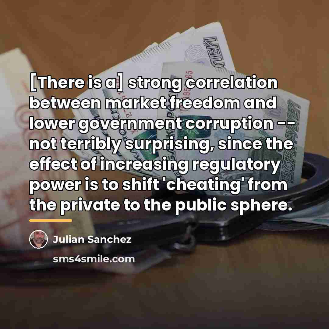 “[There is a] strong correlation between market freedom and lower…” quote by Julian Sanchez