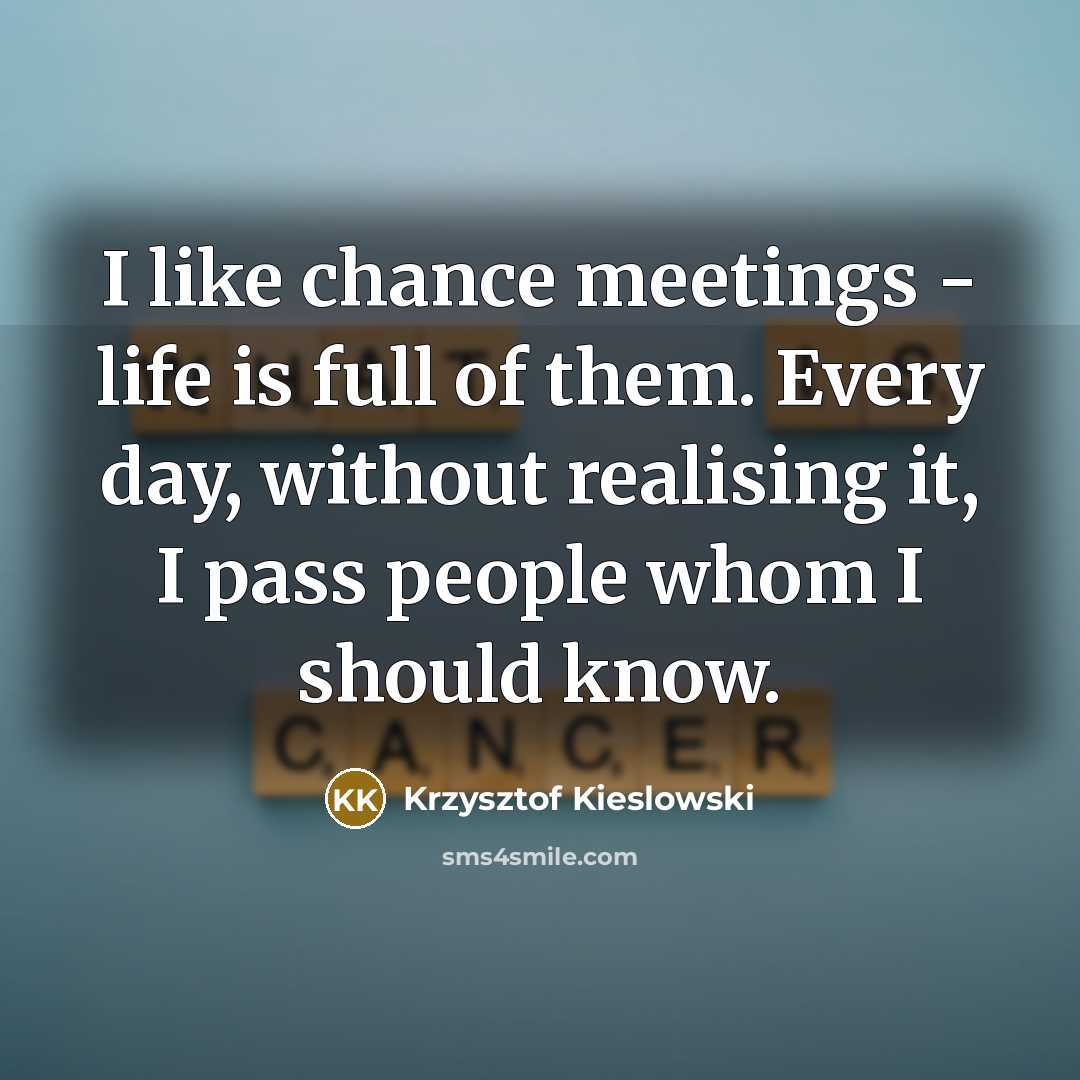 “I like chance meetings - life is full of them.…” quote by Krzysztof Kieslowski