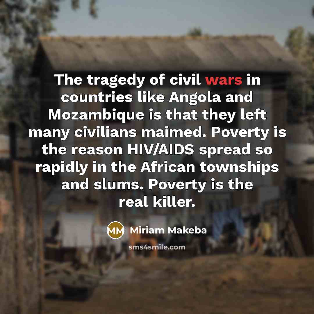 “The tragedy of civil wars in countries like Angola and…” quote by Miriam Makeba