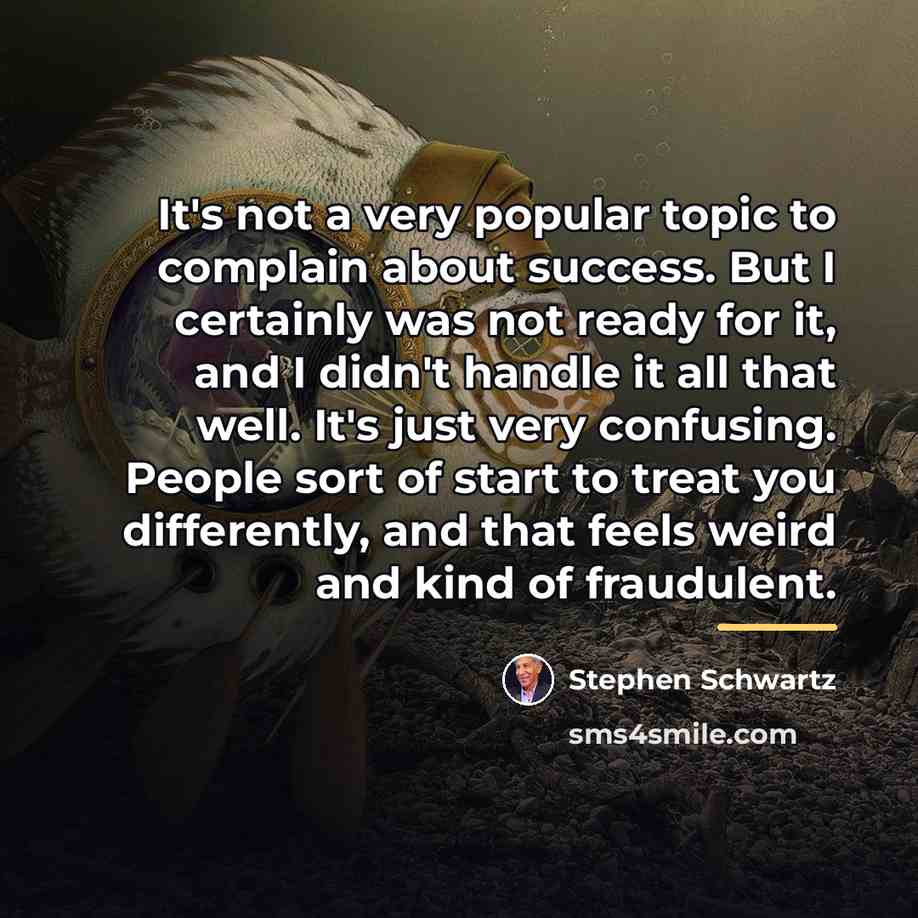 “It's not a very popular topic to complain about success.…” quote by Stephen Schwartz