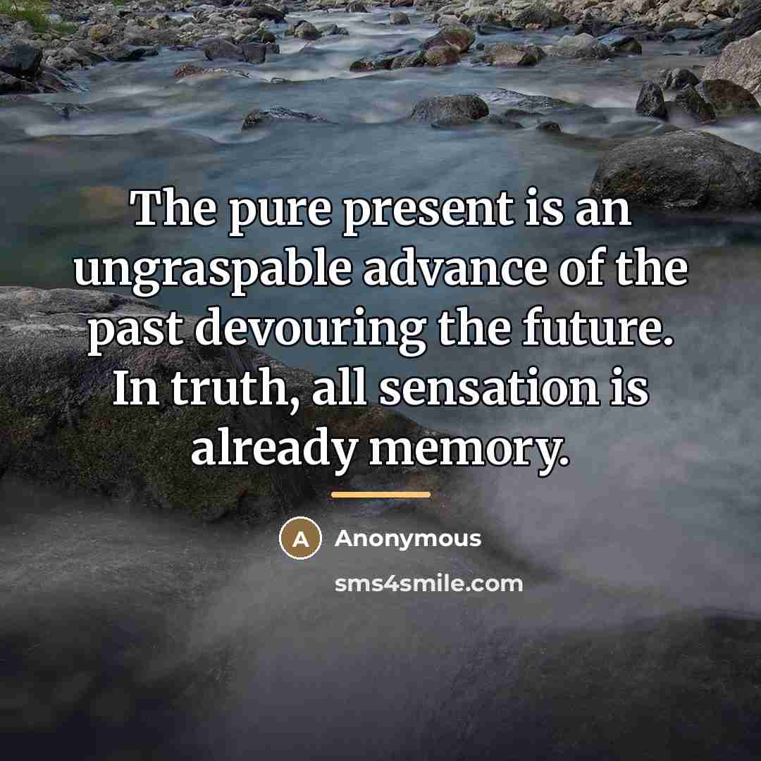 “The pure present is an ungraspable advance of the past…” quote by Anonymous