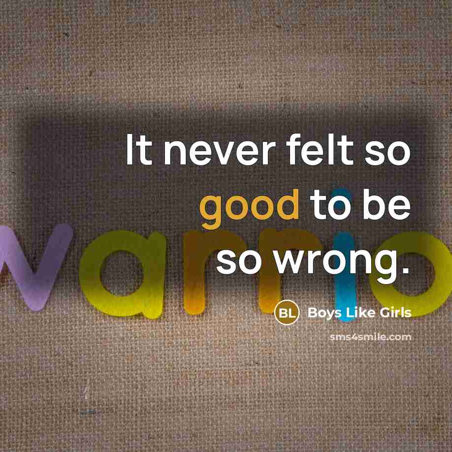 “It never felt so good to be so wrong.…” quote by Boys Like Girls