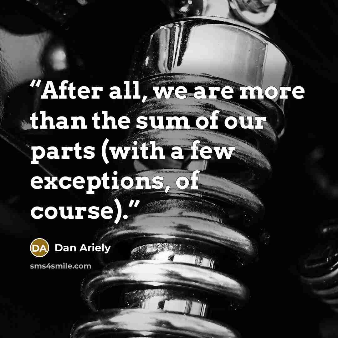 “After all, we are more than the sum of our parts (with a few exceptions, of course).” quote by Dan Ariely