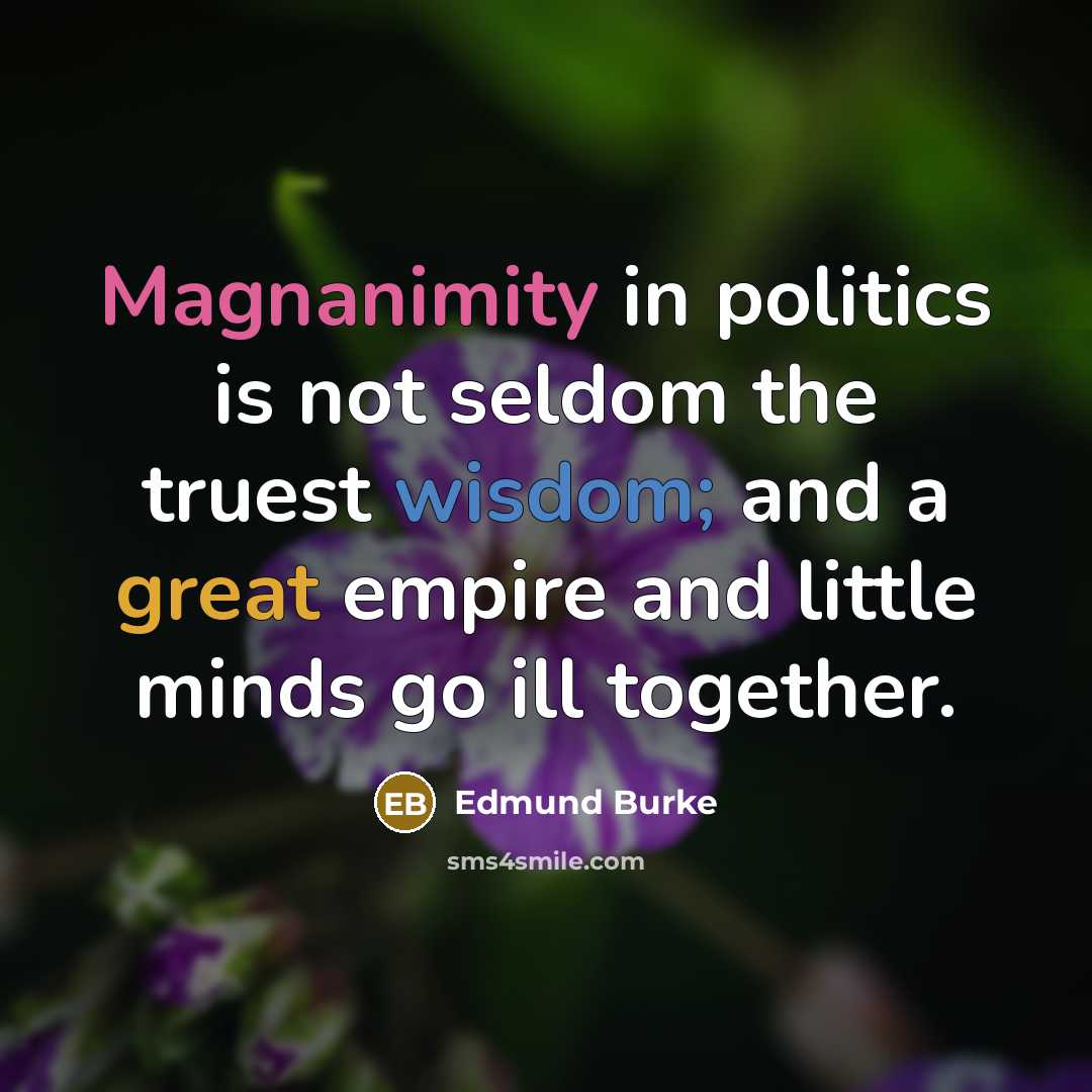 “Magnanimity in politics is not seldom the truest wisdom; and…” quote by Edmund Burke