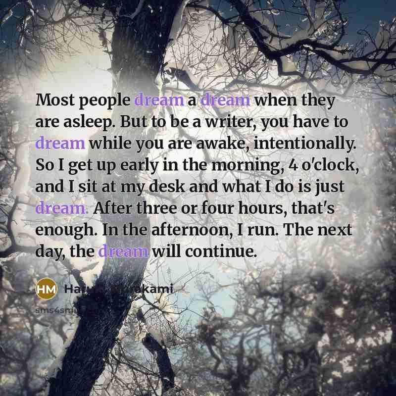 “Most people dream a dream when they are asleep. But…” quote by Haruki Murakami
