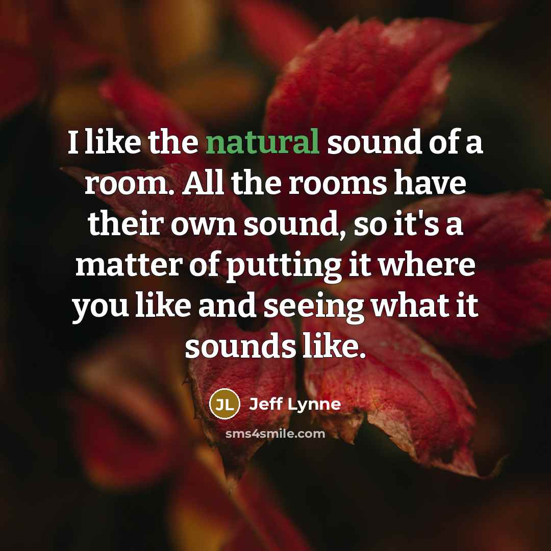 “I like the natural sound of a room. All the…” quote by Jeff Lynne