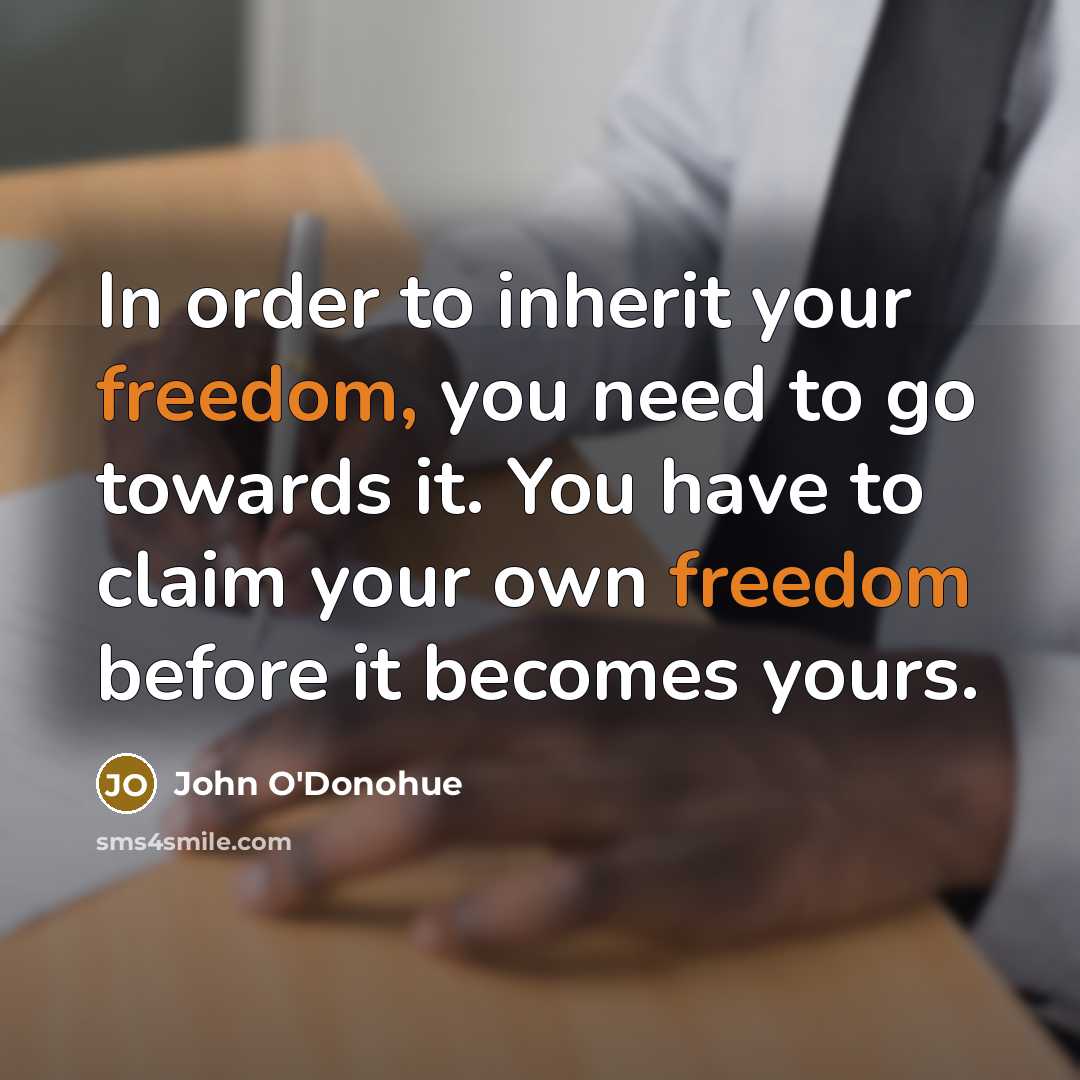 “In order to inherit your freedom, you need to go…” quote by John O'Donohue