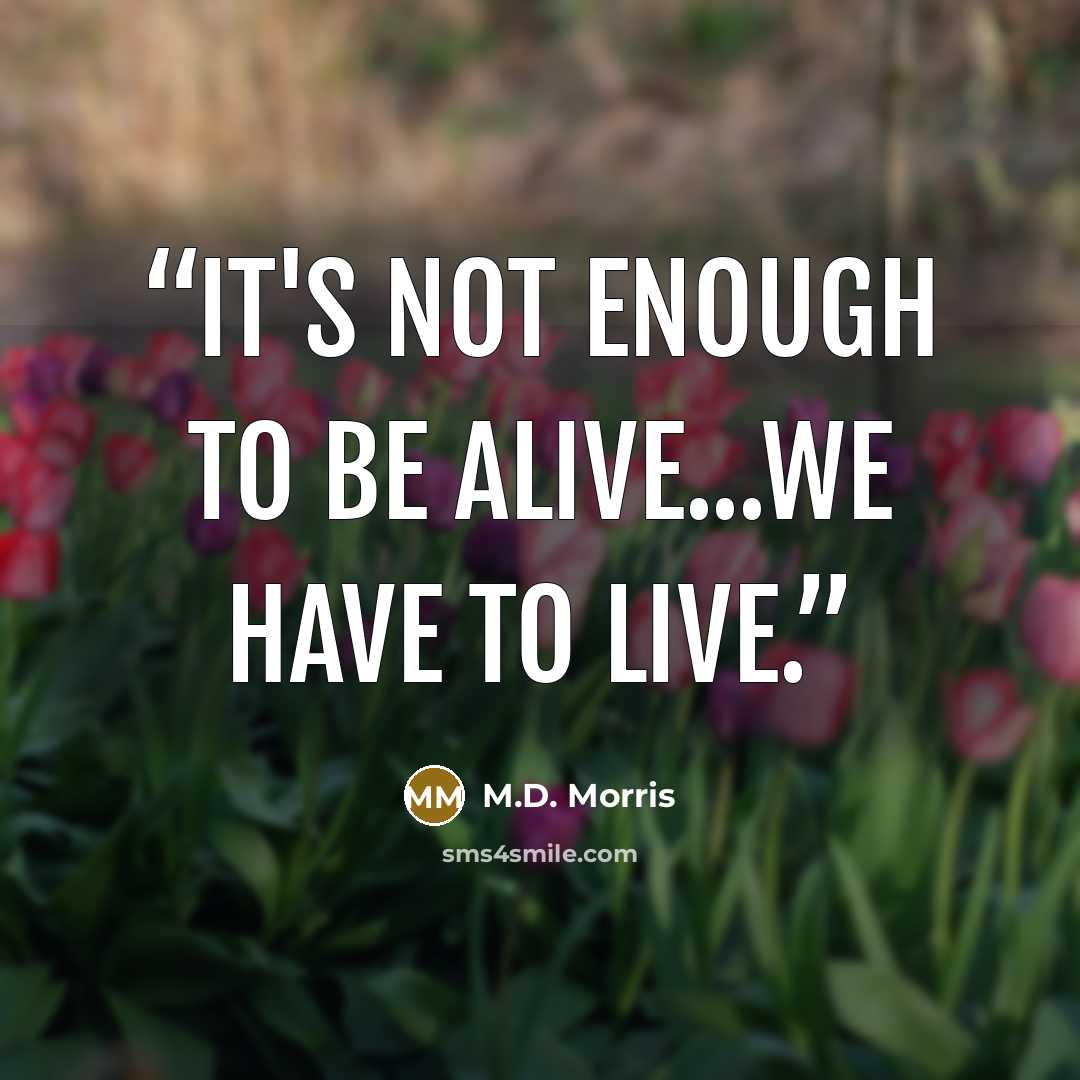 “It's not enough to be alive...we have to live.” quote by M.D. Morris