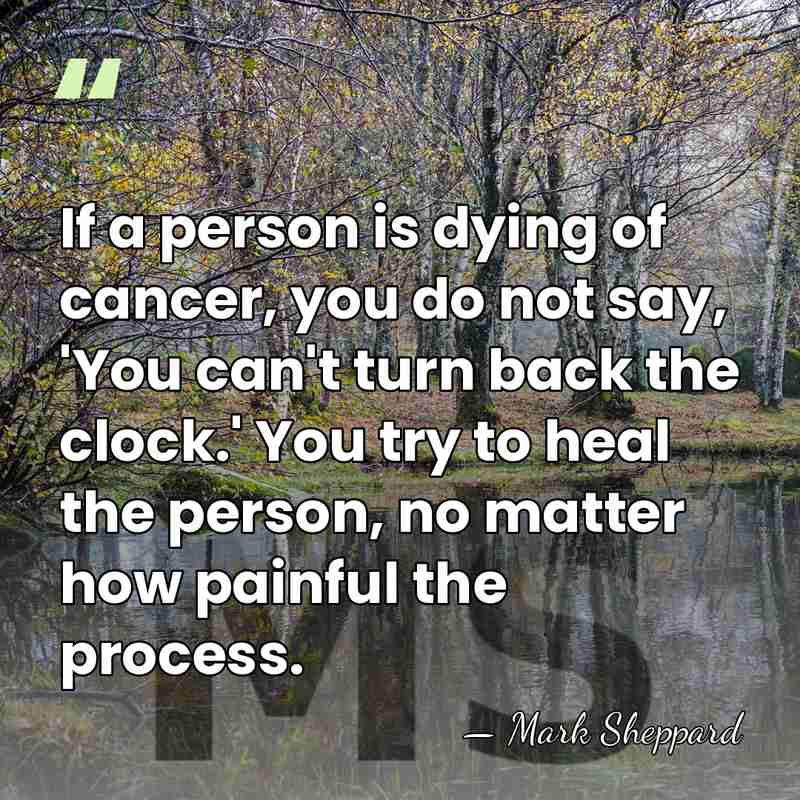 If a person is dying of cancer, you do not say, 'You&hellip; - Mark Sheppard