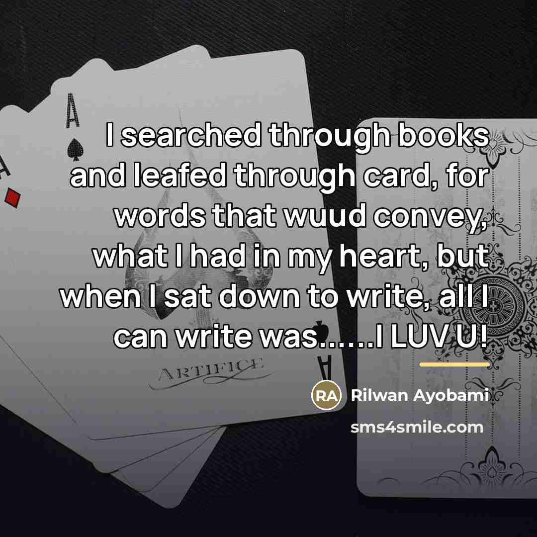 “I searched through books and leafed through card, for words…” quote by Rilwan Ayobami