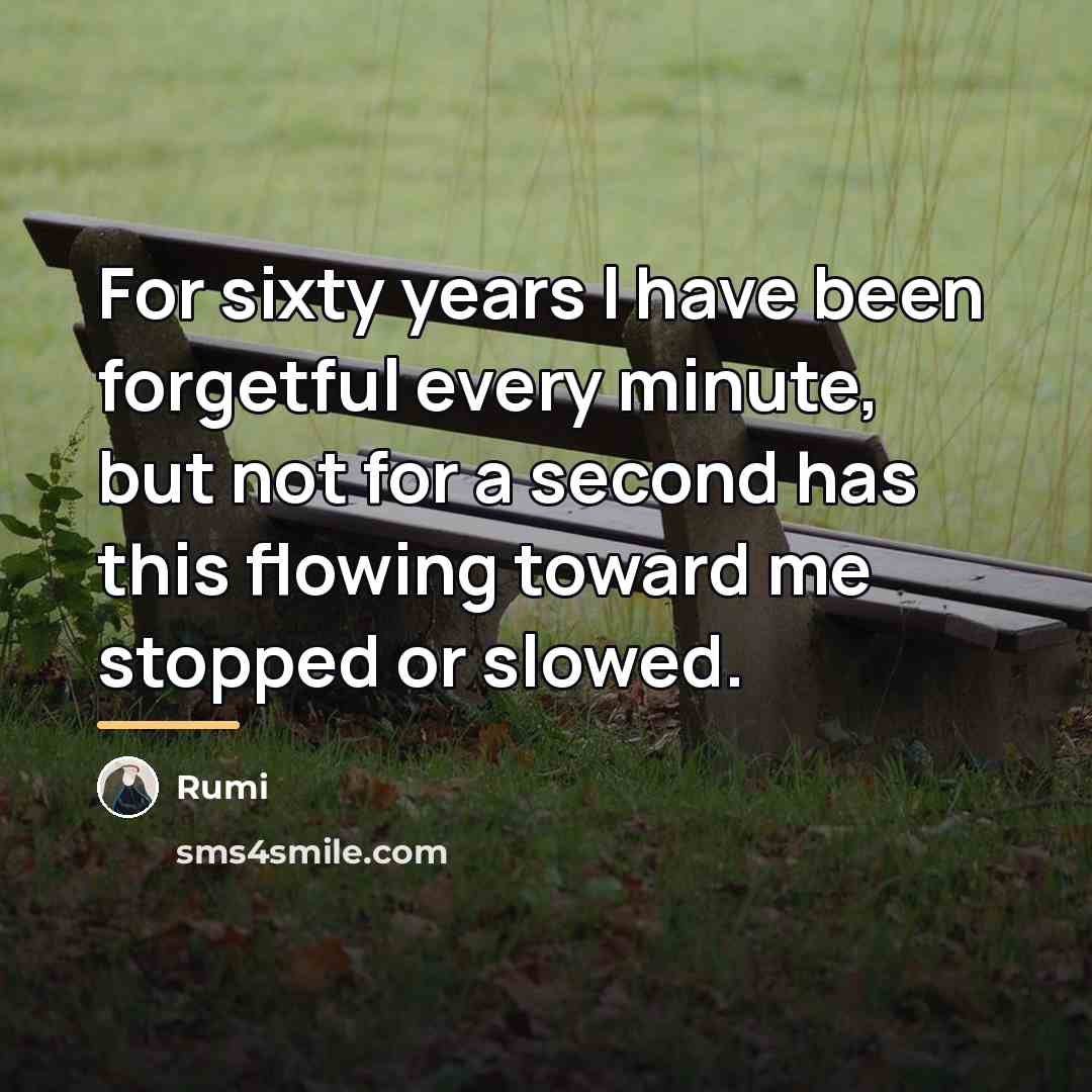 “For sixty years I have been forgetful every minute, but…” quote by Rumi