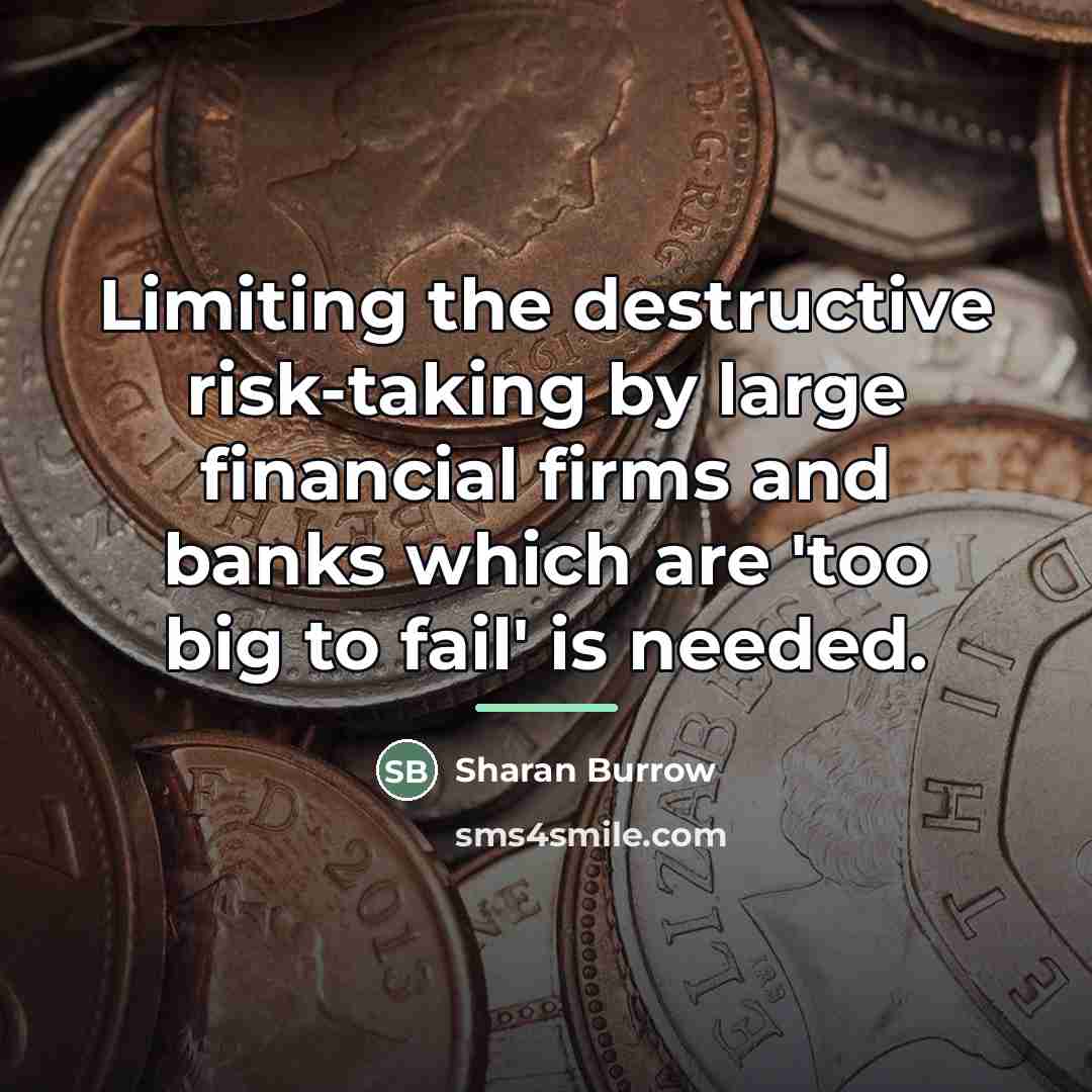 “Limiting the destructive risk-taking by large financial firms and banks…” quote by Sharan Burrow