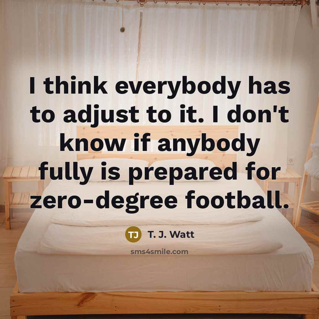 “I think everybody has to adjust to it. I don't…” quote by T. J. Watt