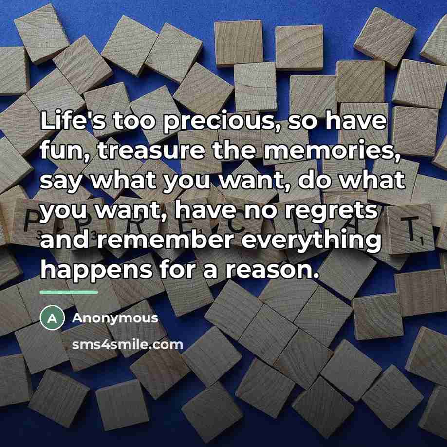 “Life's too precious, so have fun, treasure the memories, say…” quote by Anonymous