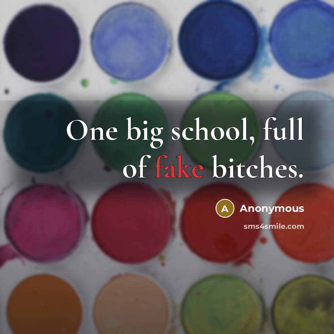 “One big school, full of fake bitches.…” quote by Anonymous