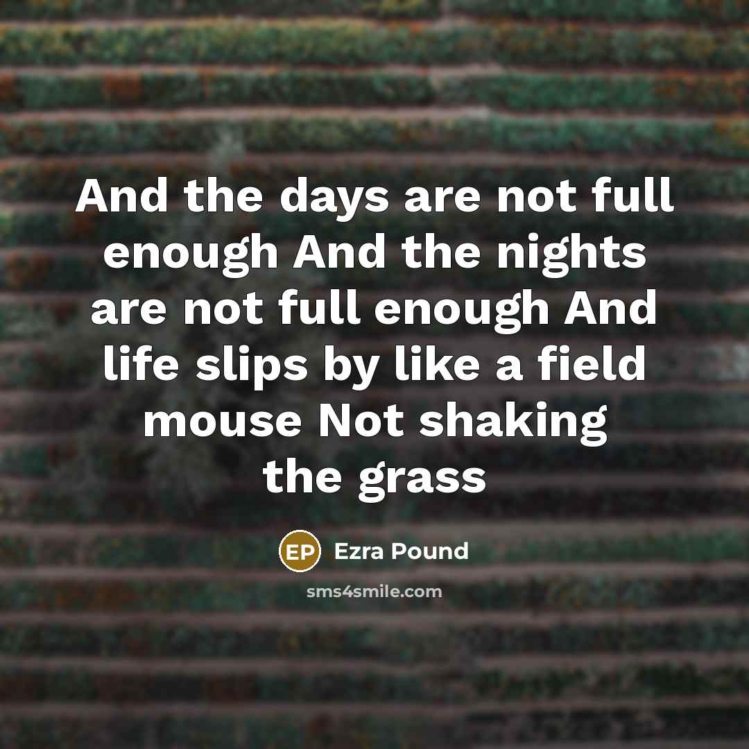“And the days are not full enough And the nights…” quote by Ezra Pound