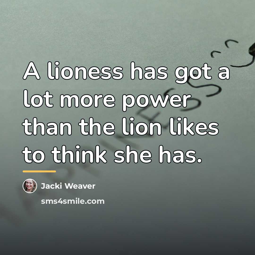 “A lioness has got a lot more power than the…” quote by Jacki Weaver