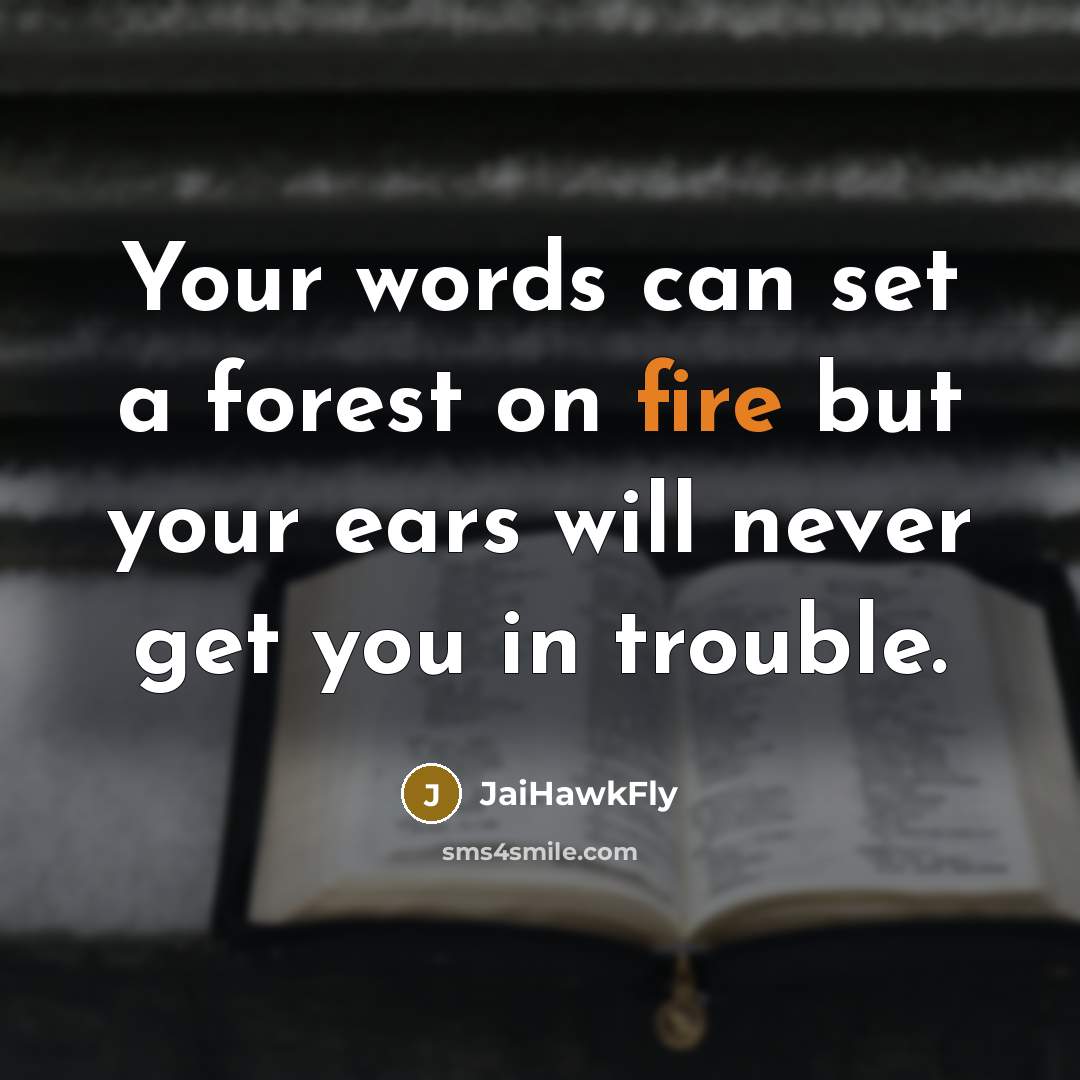 “Your words can set a forest on fire but your…” quote by JaiHawkFly