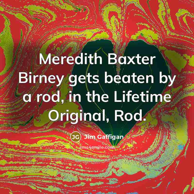 “Meredith Baxter Birney gets beaten by a rod, in the…” quote by Jim Gaffigan