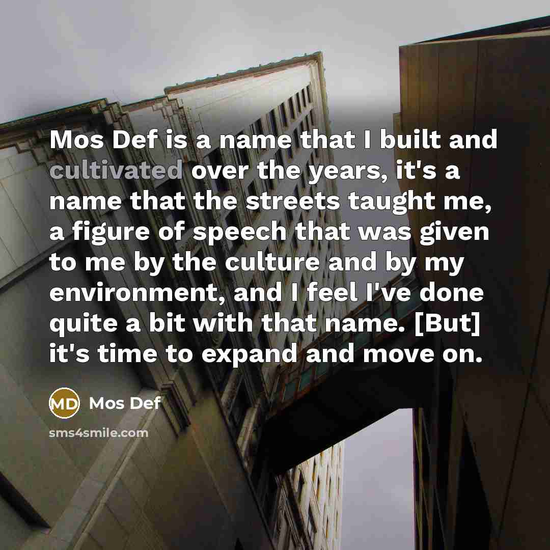“Mos Def is a name that I built and cultivated…” quote by Mos Def