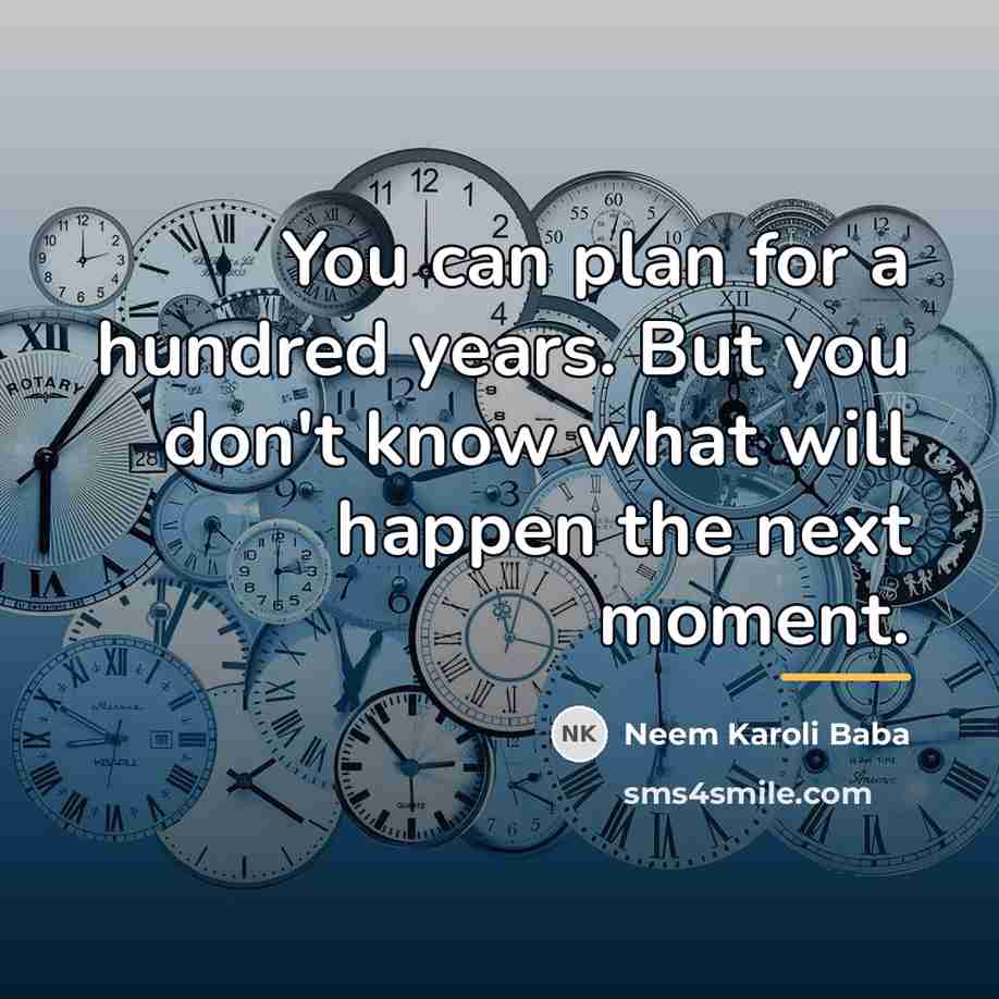 “You can plan for a hundred years. But you don't…” quote by Neem Karoli Baba