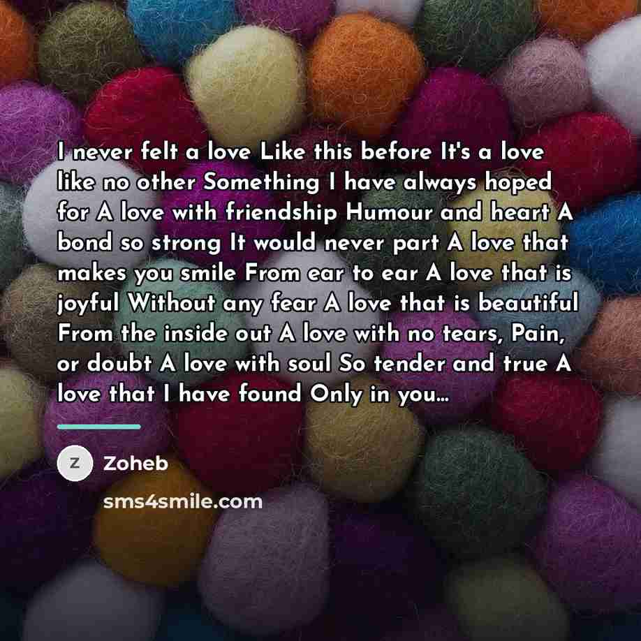 “I never felt a love Like this before It's a…” quote by Zoheb