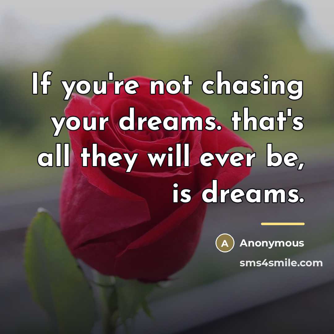“If you're not chasing your dreams. that's all they will…” quote by Anonymous