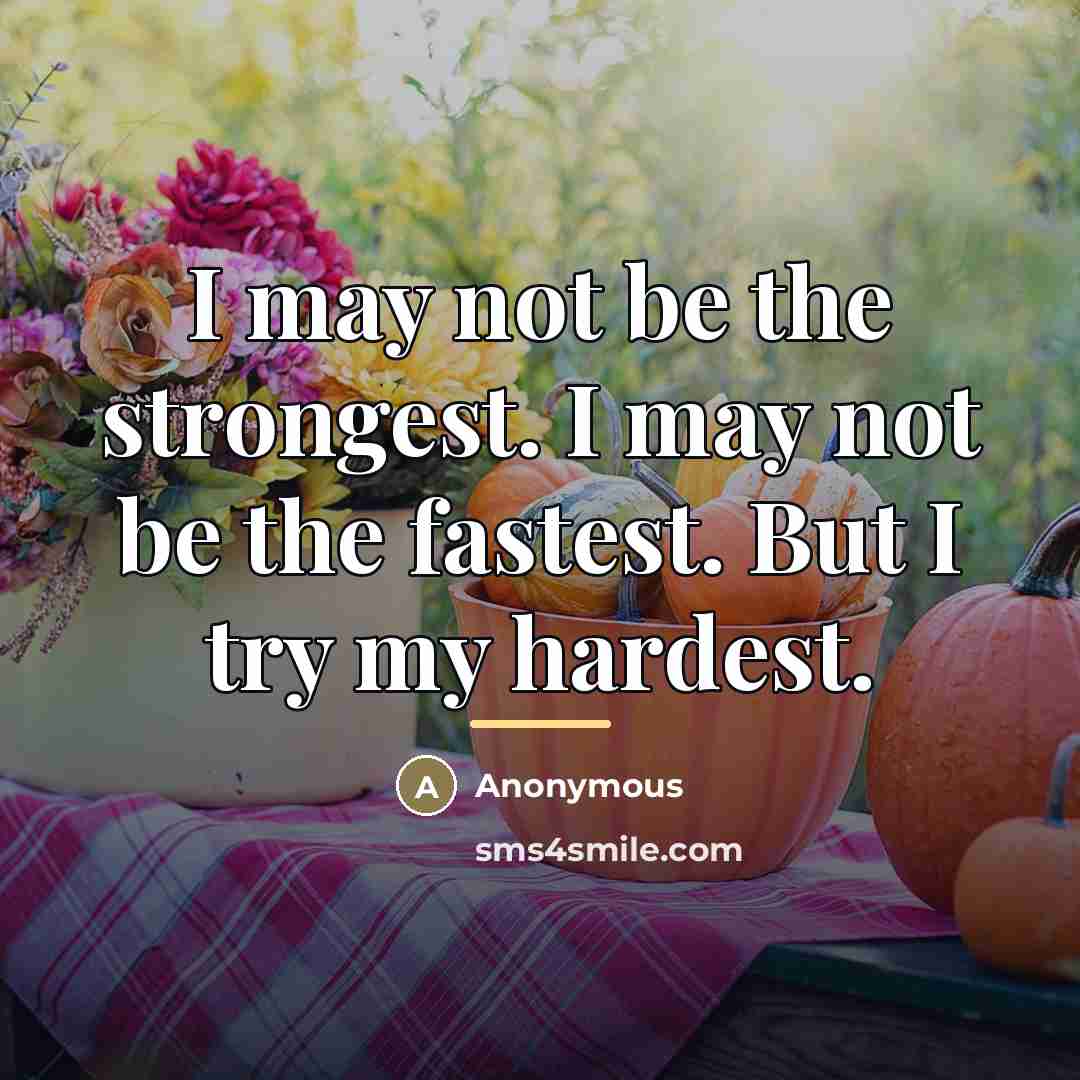 “I may not be the strongest. I may not be…” quote by Anonymous