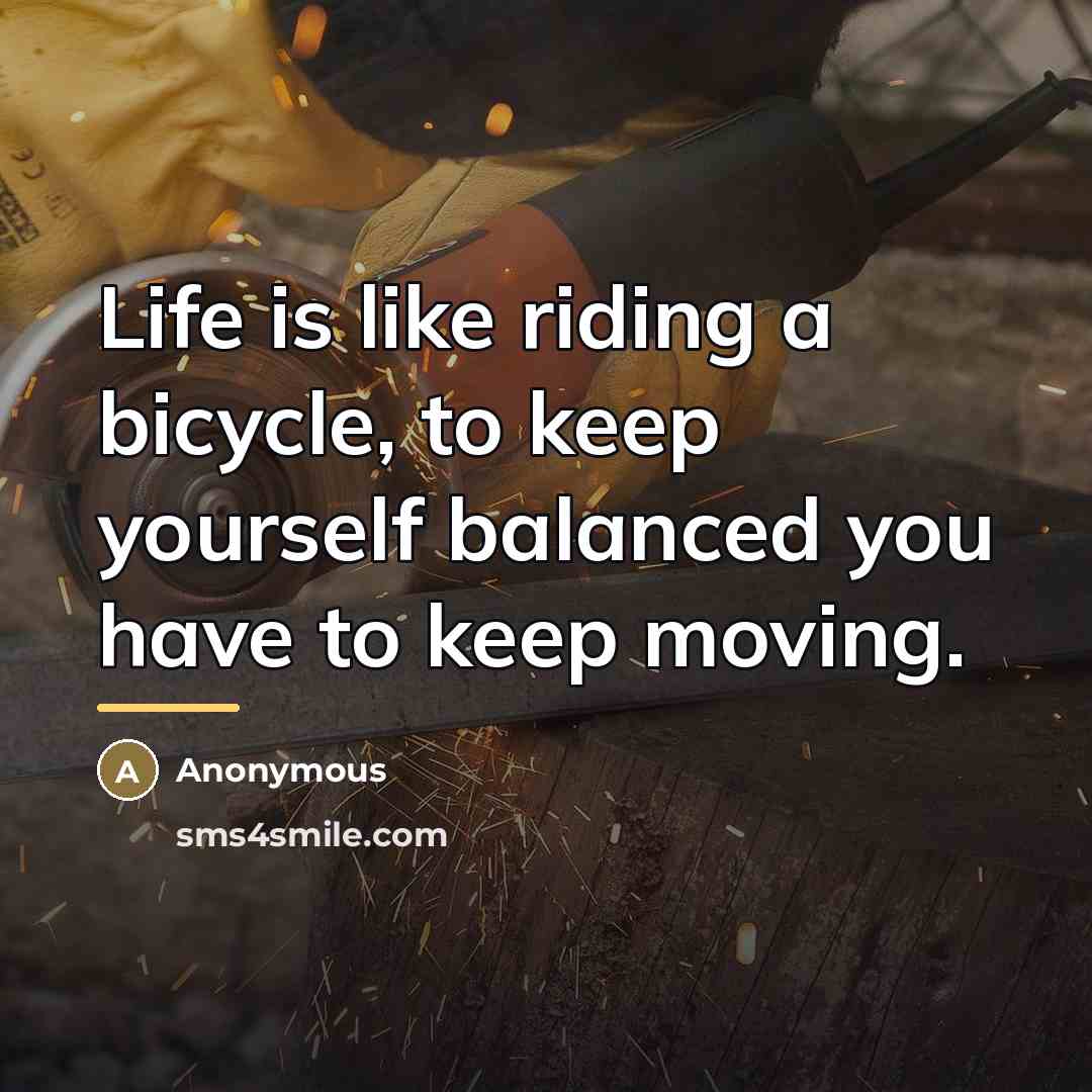 “Life is like riding a bicycle, to keep yourself balanced…” quote by Anonymous