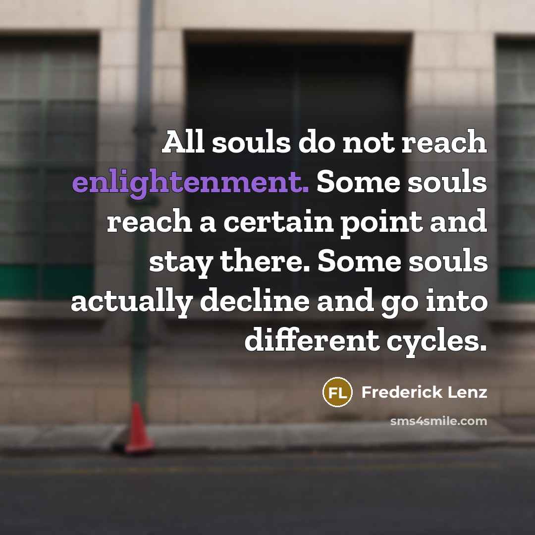 “All souls do not reach enlightenment. Some souls reach a…” quote by Frederick Lenz