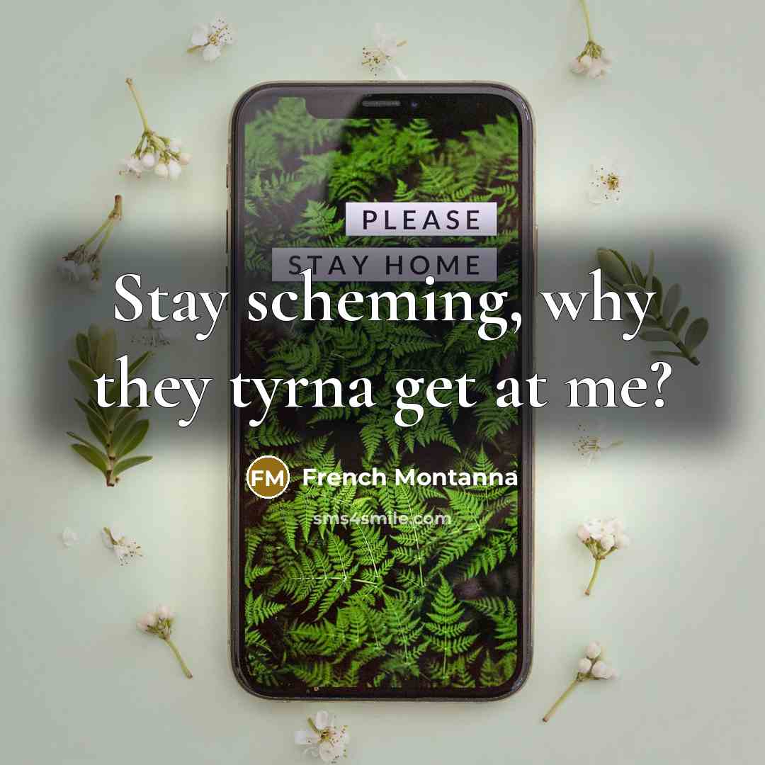 “Stay scheming, why they tyrna get at me?” quote by French Montanna