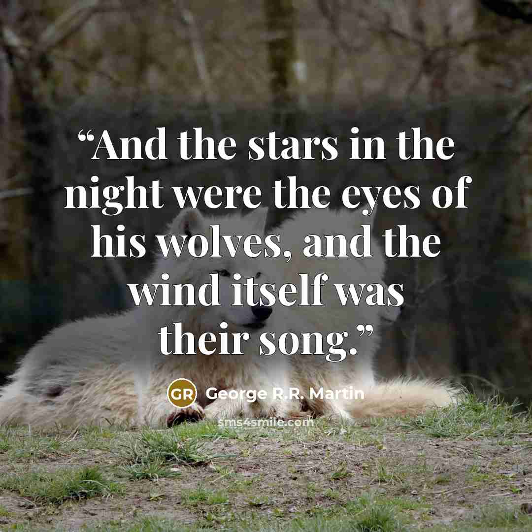 “And the stars in the night were the eyes of his wolves, and the wind itself was their song.” quote by George R.R. Martin