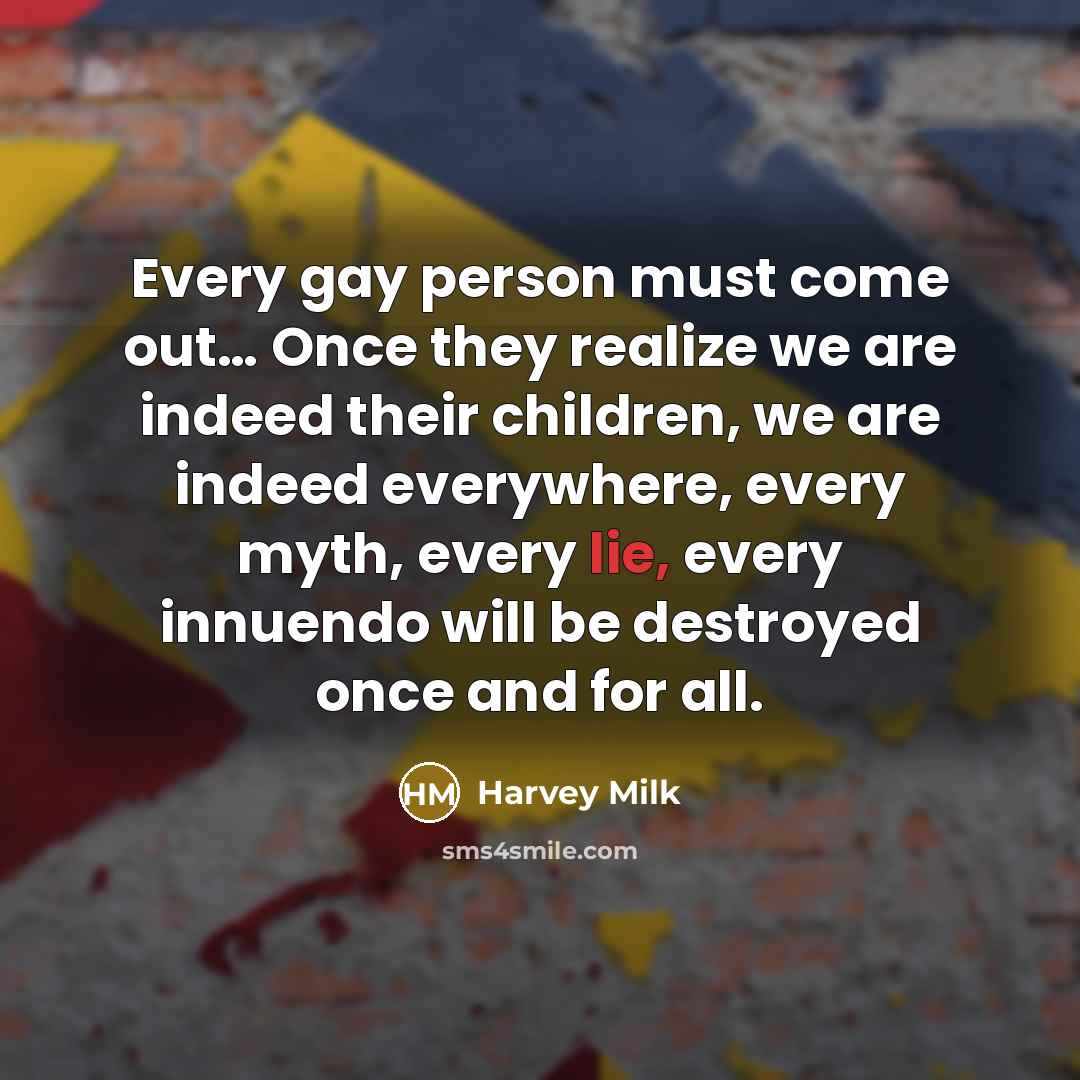 “Every gay person must come out.... Once they realize we…” quote by Harvey Milk