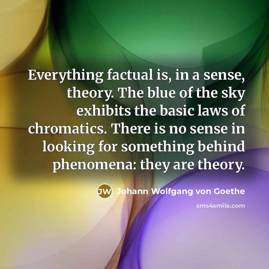 “Everything factual is, in a sense, theory. The blue of…” quote by Johann Wolfgang von Goethe