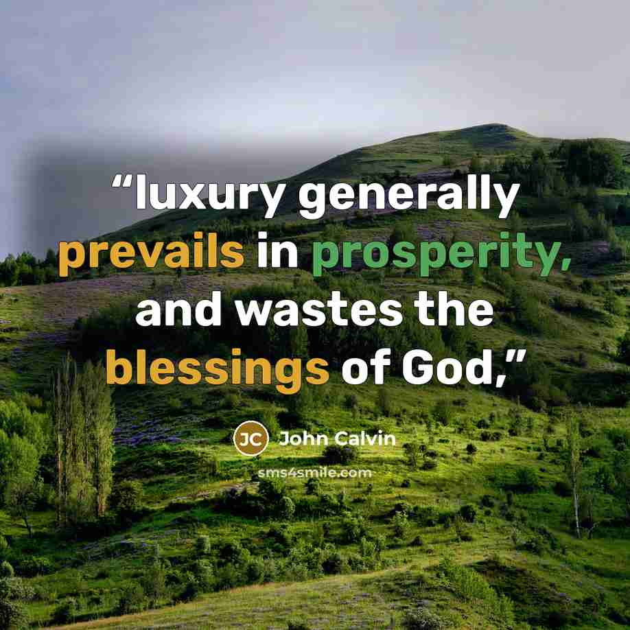 “luxury generally prevails in prosperity, and wastes the blessings of God,” quote by John Calvin