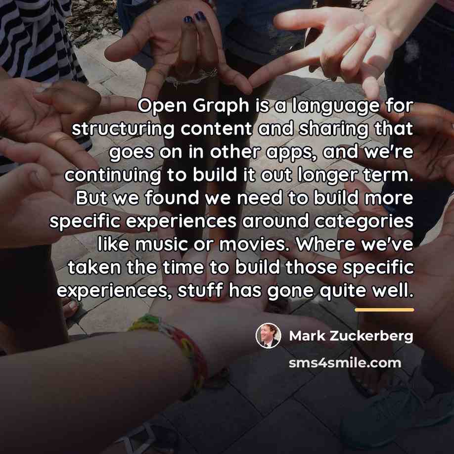 “Open Graph is a language for structuring content and sharing…” quote by Mark Zuckerberg