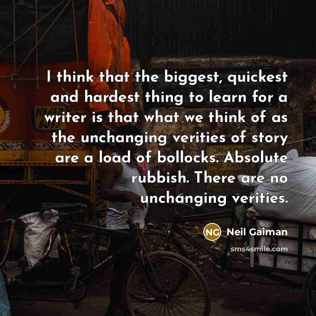 “I think that the biggest, quickest and hardest thing to…” quote by Neil Gaiman