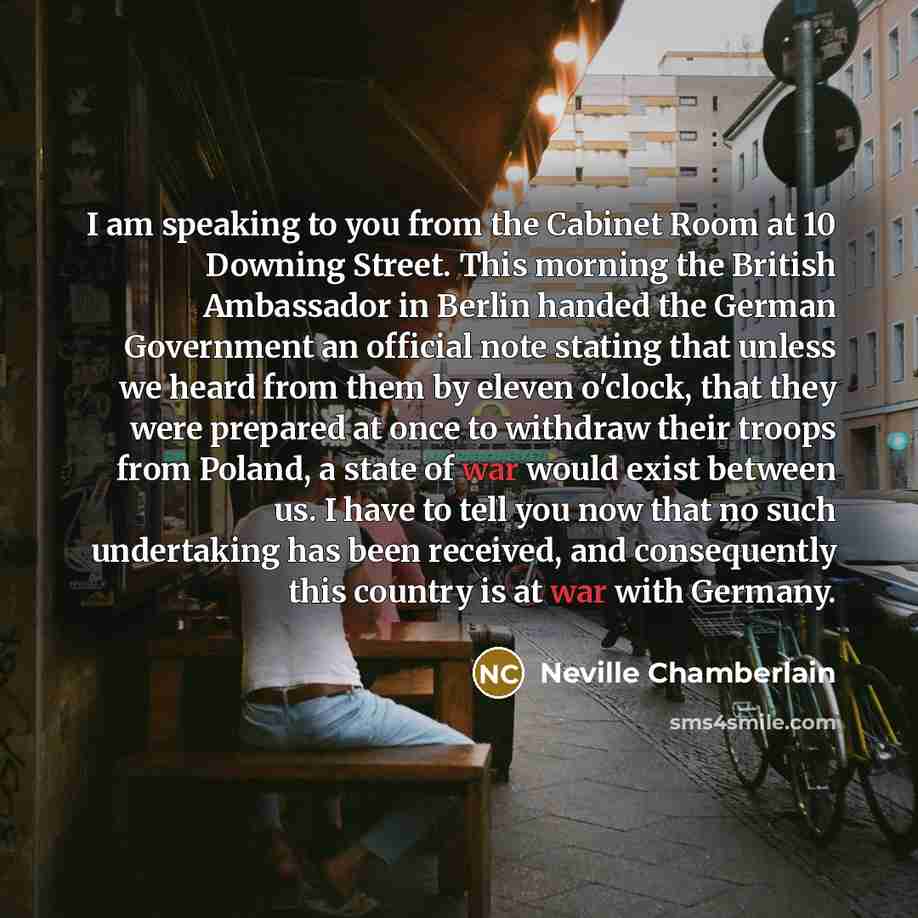 “I am speaking to you from the Cabinet Room at…” quote by Neville Chamberlain