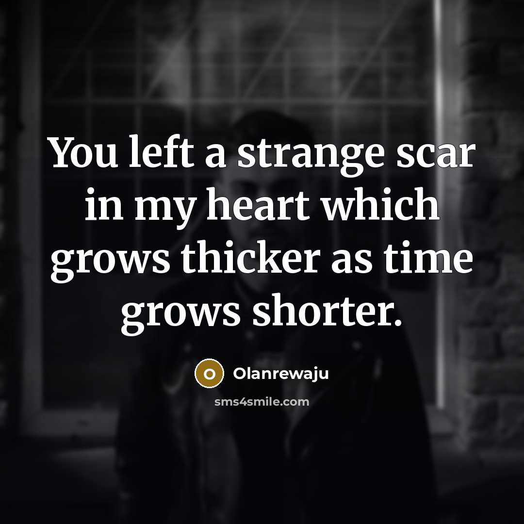 “You left a strange scar in my heart which grows…” quote by Olanrewaju