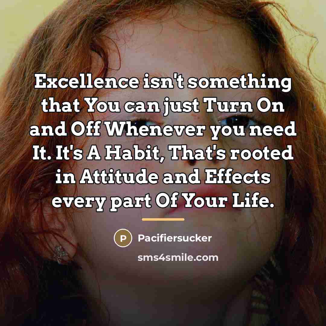 “Excellence isn't something that You can just Turn On and…” quote by Pacifiersucker