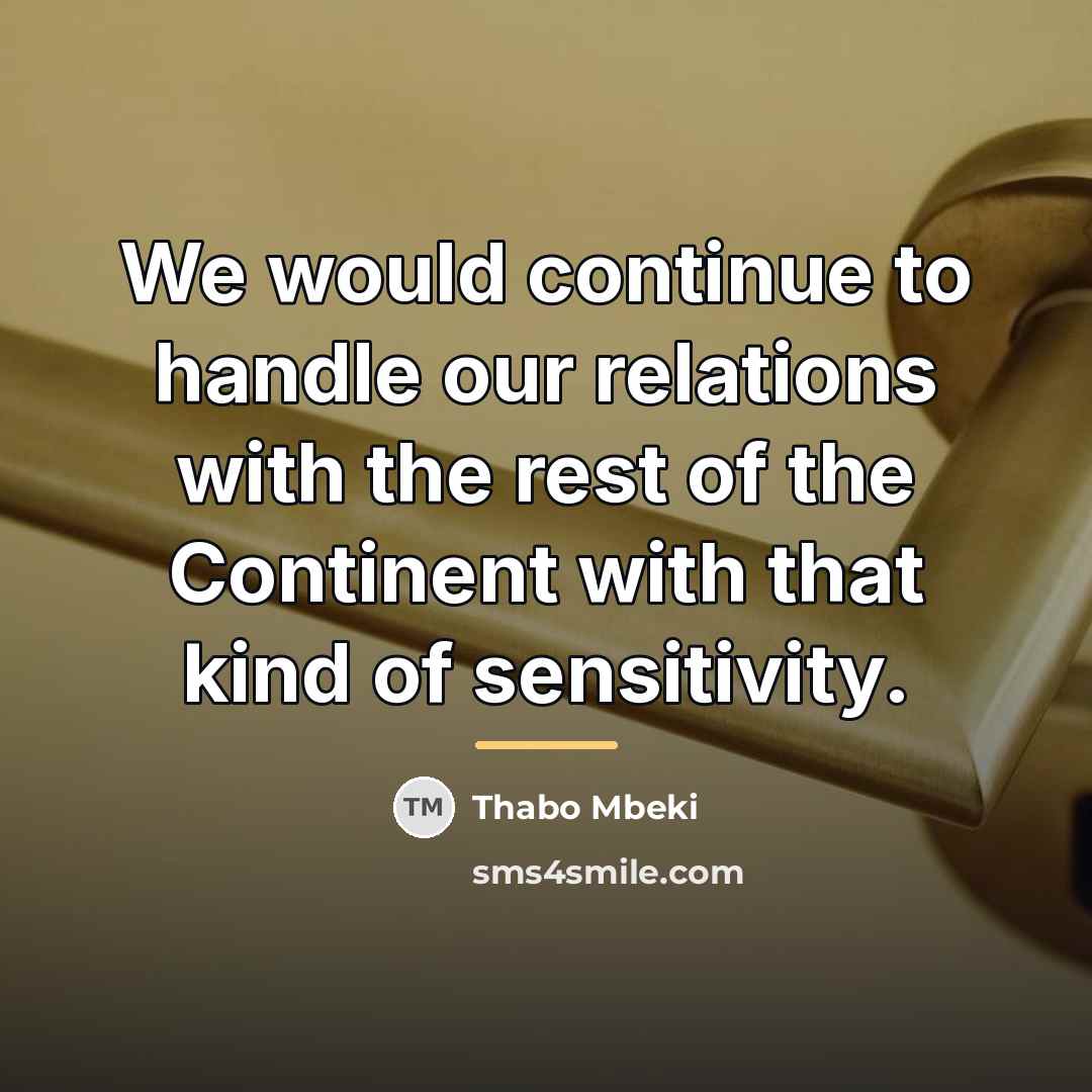 “We would continue to handle our relations with the rest…” quote by Thabo Mbeki