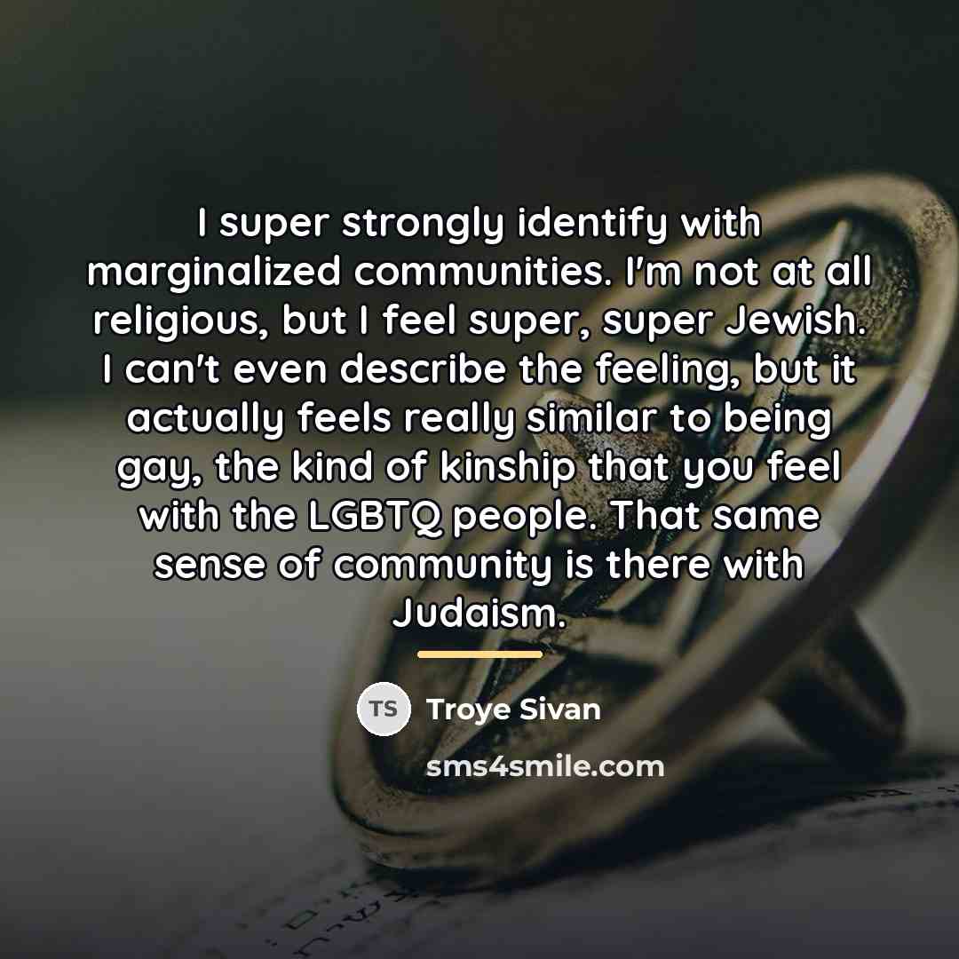 “I super strongly identify with marginalized communities. I'm not at…” quote by Troye Sivan