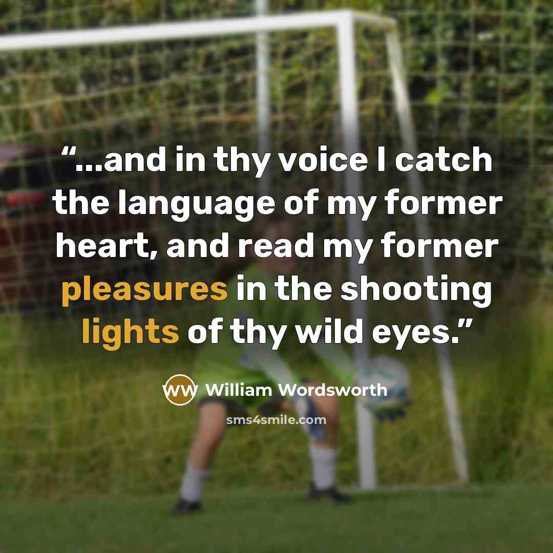 “...and in thy voice I catch the language of my former heart, and read my former pleasures in the shooting lights of thy wild eyes.” quote by William Wordsworth