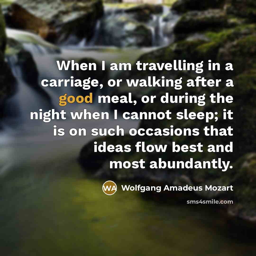 “When I am travelling in a carriage, or walking after…” quote by Wolfgang Amadeus Mozart