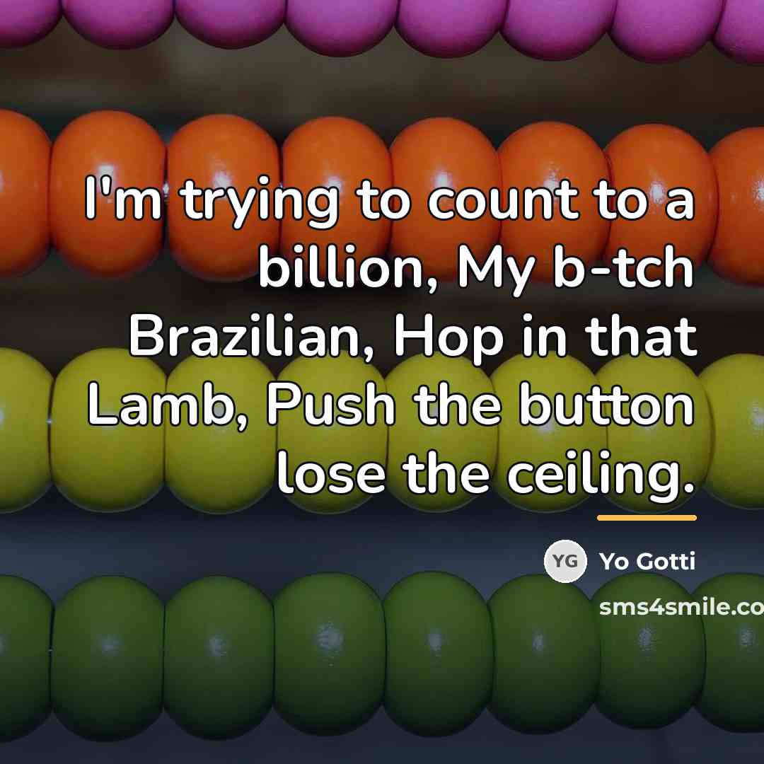 “I'm trying to count to a billion, My b-tch Brazilian,…” quote by Yo Gotti