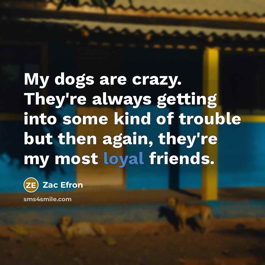 “My dogs are crazy. They're always getting into some kind…” quote by Zac Efron