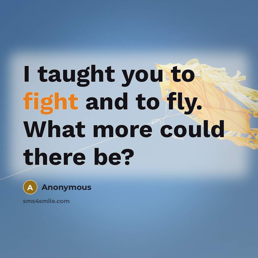 “I taught you to fight and to fly. What more…” quote by Anonymous