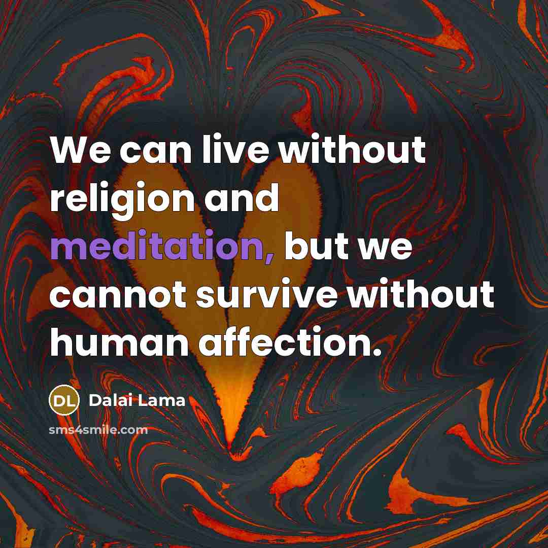 “We can live without religion and meditation, but we cannot…” quote by Dalai Lama