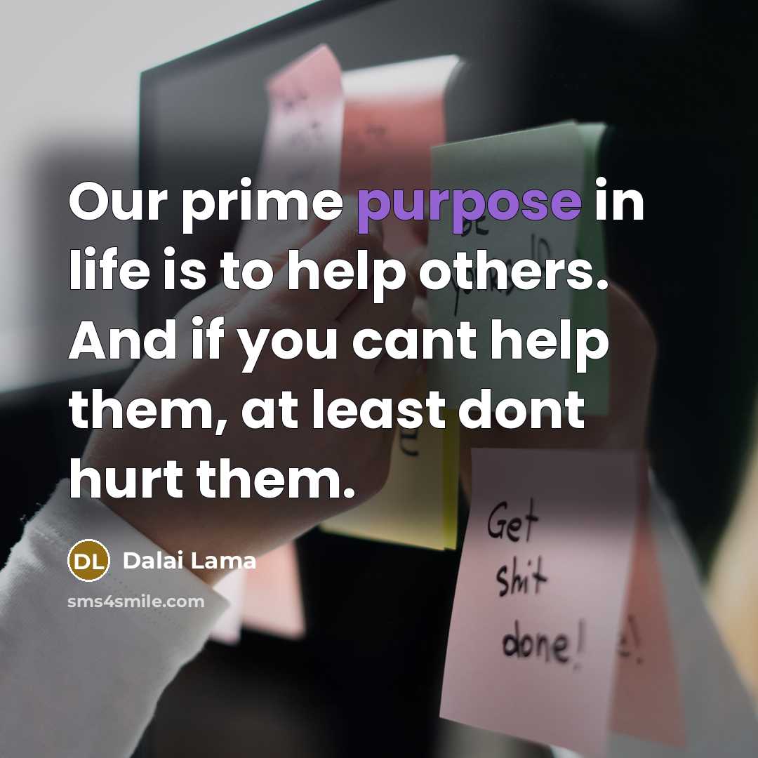 “Our prime purpose in life is to help others. And…” quote by Dalai Lama
