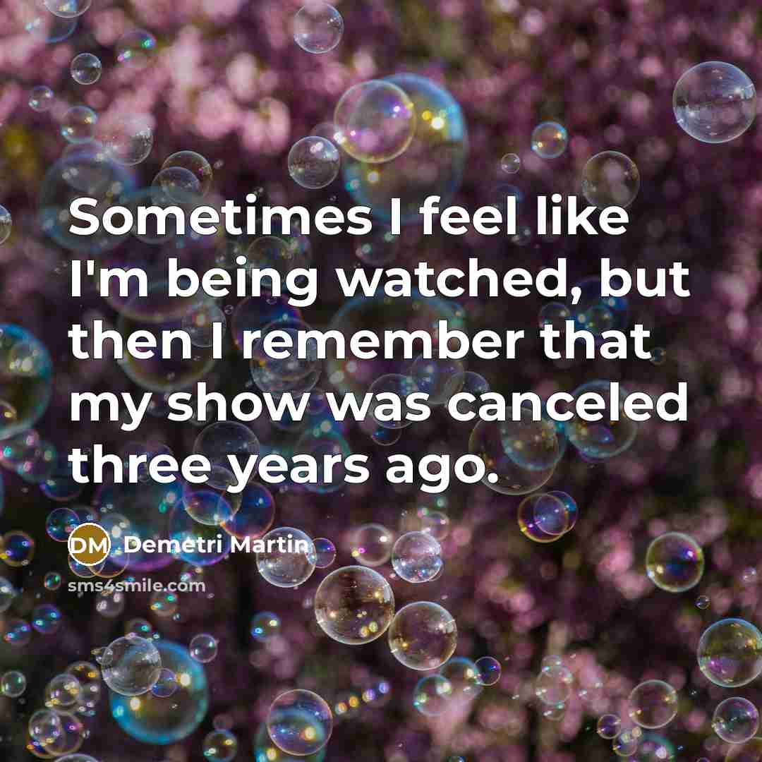 “Sometimes I feel like I'm being watched, but then I…” quote by Demetri Martin